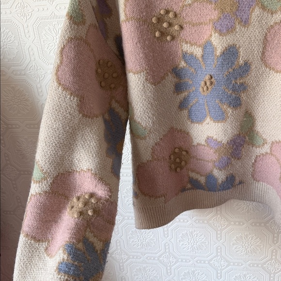 Storia Easy To Love Beige Brown Floral Sweater Size Large - Picture 6 of 12